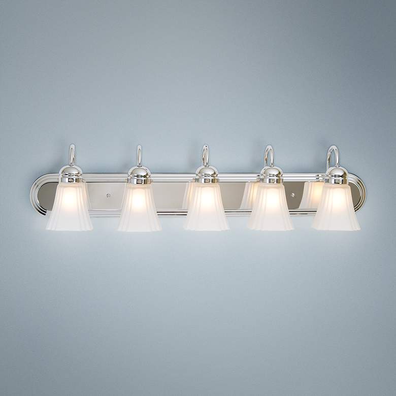 Image 1 Seneca 36 inch Wide Chrome Square Deco Glass 5-Light Bath Light