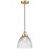 Seneca Falls 10" Satin Gold Mini Pendant w/ Clear Halophane Shade