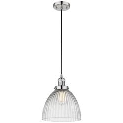 Seneca Falls 9.5"W Polished Nickel Corded Mini Pendant w/ Halophane Sh