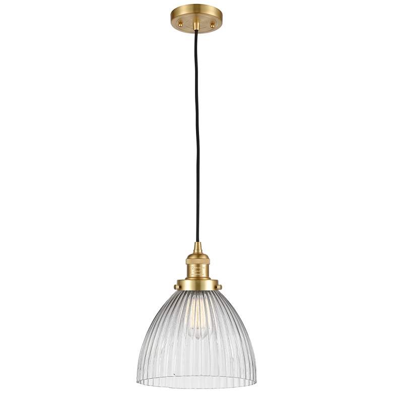 Image 1 Seneca Falls 9 1/2" Wide Satin Gold Cord Hung Mini Pendant