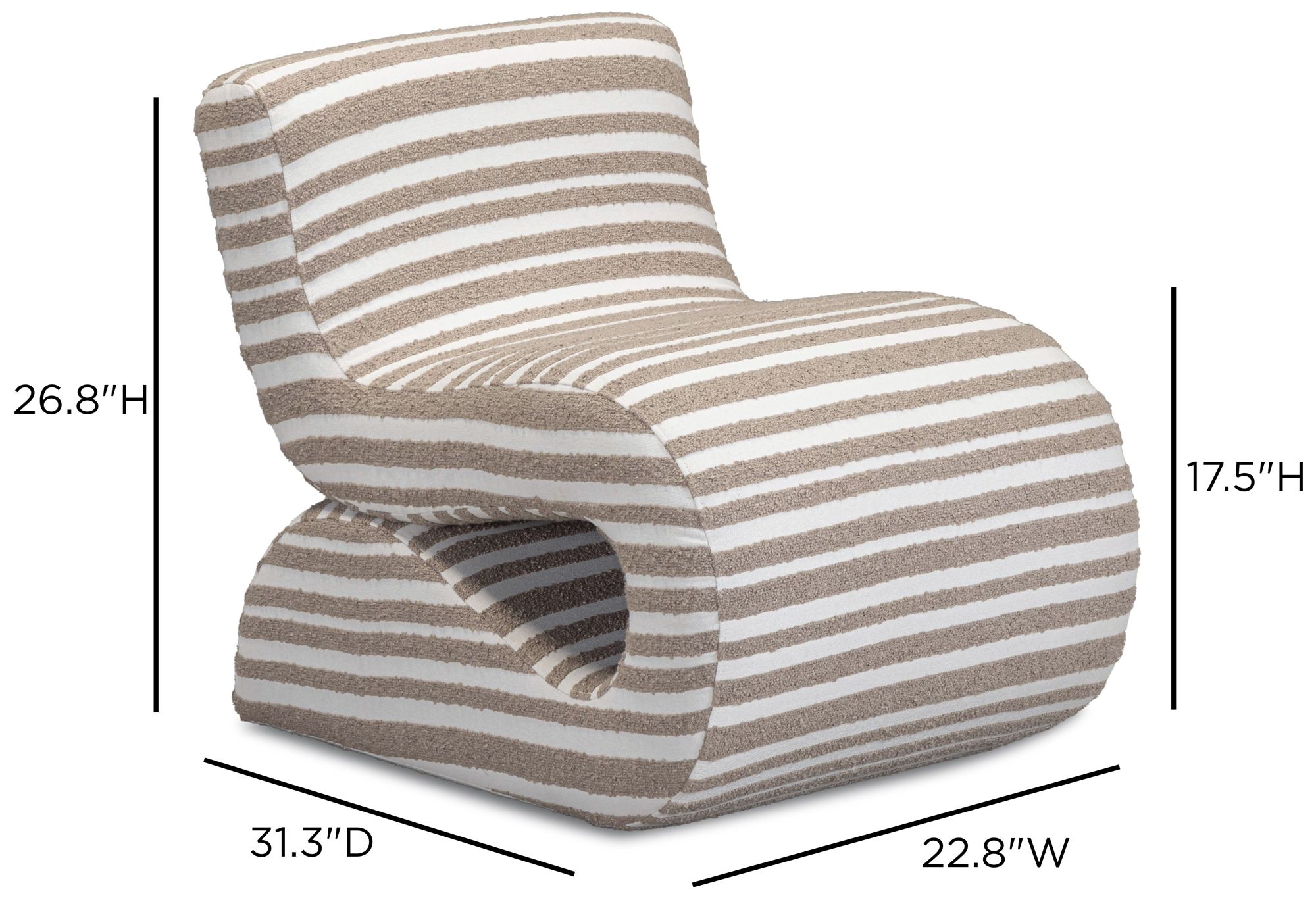 Image 7 Senna Taupe Jacquard Organic Stripes Accent Chair more views