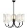 Seno 32"W Matte Black 5-Light Chandelier with White Cotton