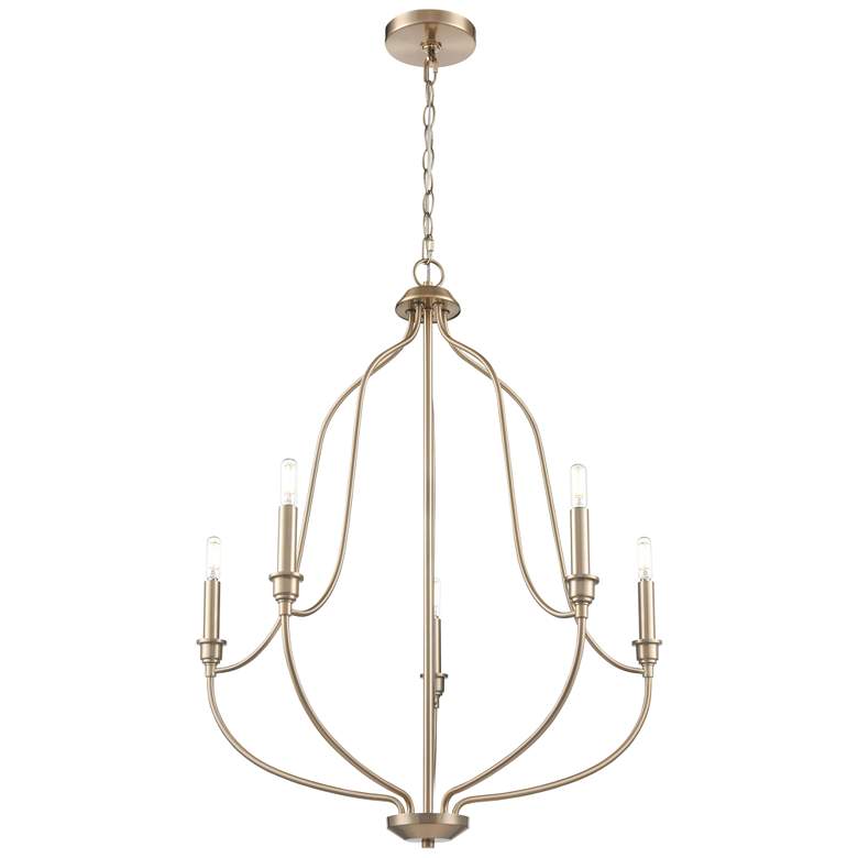 Image 1 Senoia 25" Wide 5-Light Chandelier in Modern Gold