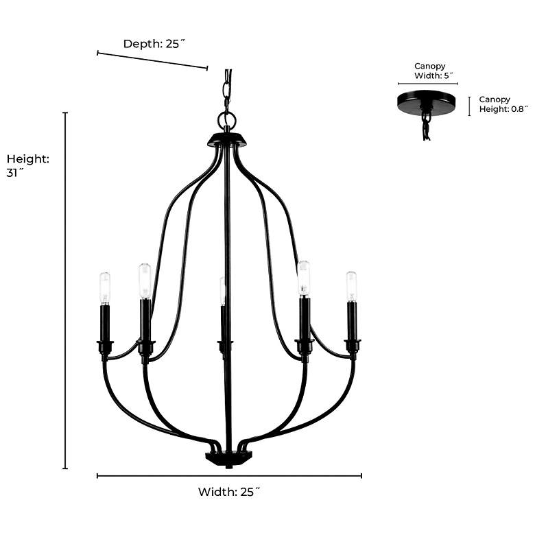 Image 7 Senoia 25" Wide 5-Light Chandelier in Modern Gold more views