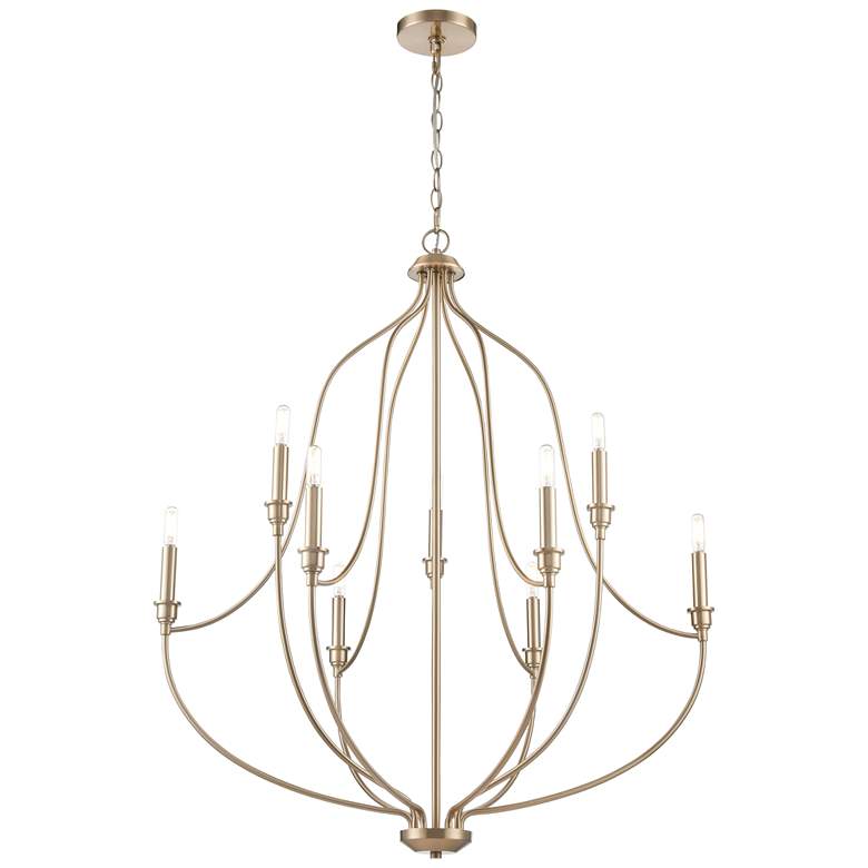 Image 1 Senoia 32.5" Wide 9-Light Chandelier in Modern Gold