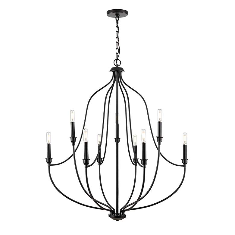 Image 2 Senoia 32 1/2" Wide Matte Black 9-Light Chandelier more views