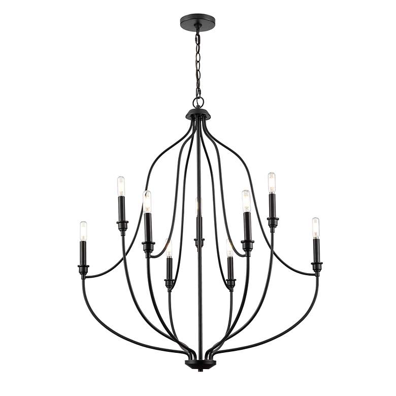 Image 3 Senoia 32 1/2" Wide Matte Black 9-Light Chandelier more views