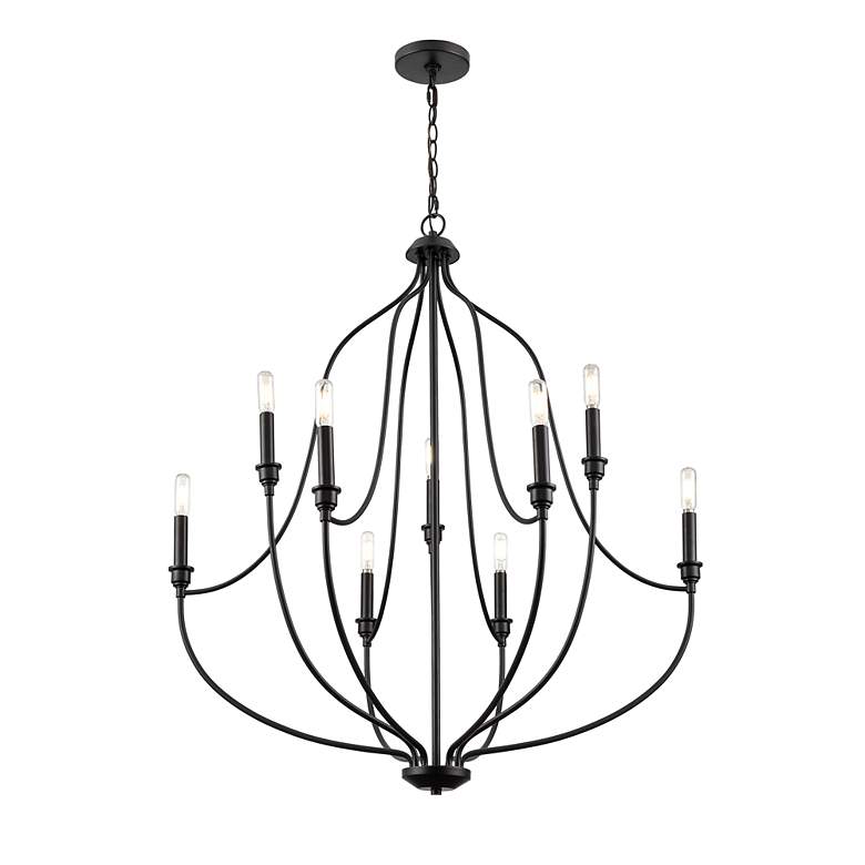 Image 4 Senoia 32 1/2" Wide Matte Black 9-Light Chandelier more views