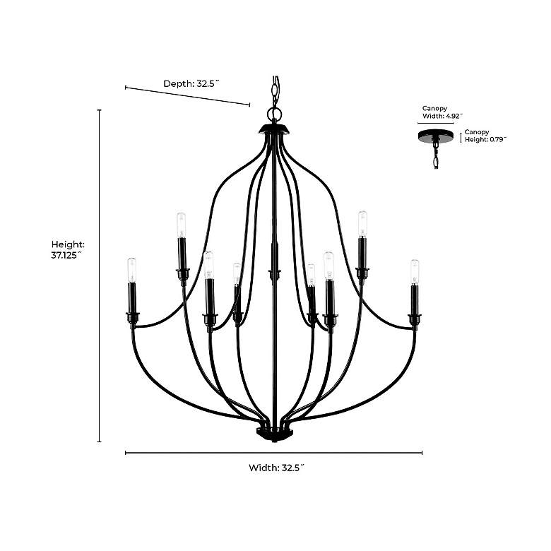 Image 7 Senoia 32 1/2" Wide Matte Black 9-Light Chandelier more views