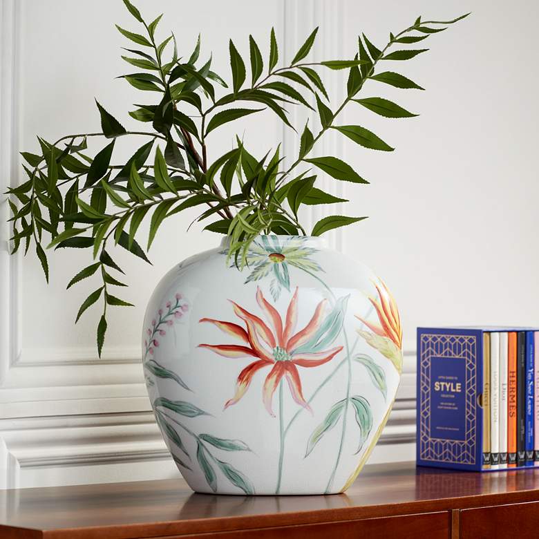Image 2 Sensei 13 1/4" Wide Red and White Ceramic Decorative Vase