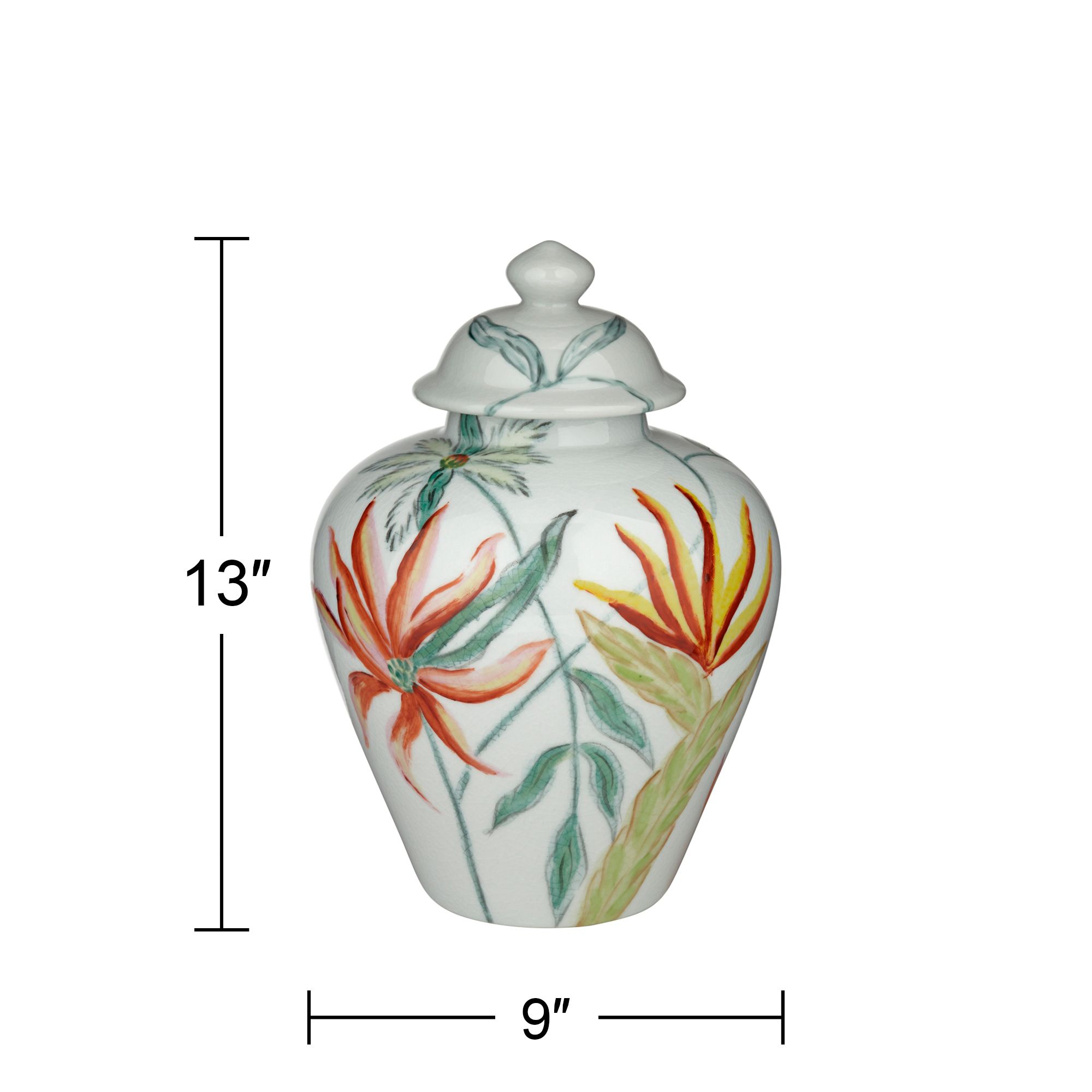 Sensei 13"H Red and White Ceramic Decorative Jar with Lid in scene