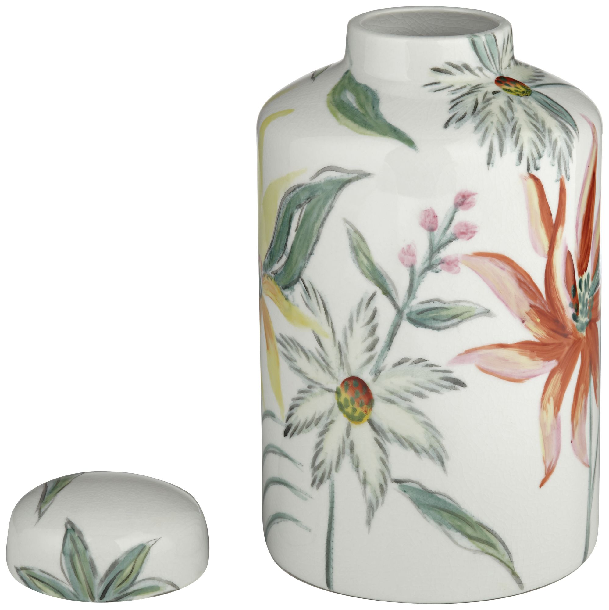 Sensei 8 1/2"H Red and White Ceramic Decorative Jar with Lid in scene