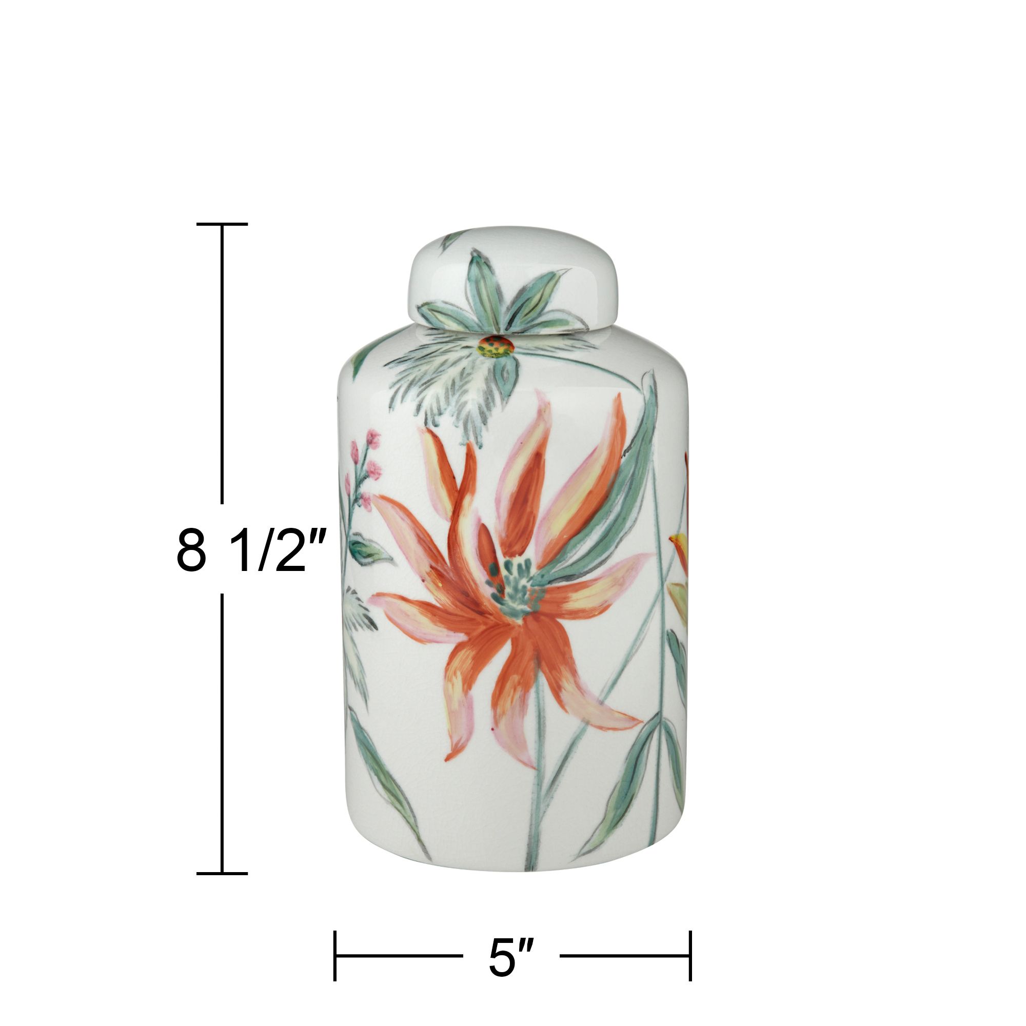 Sensei 8 1/2"H Red and White Ceramic Decorative Jar with Lid in scene