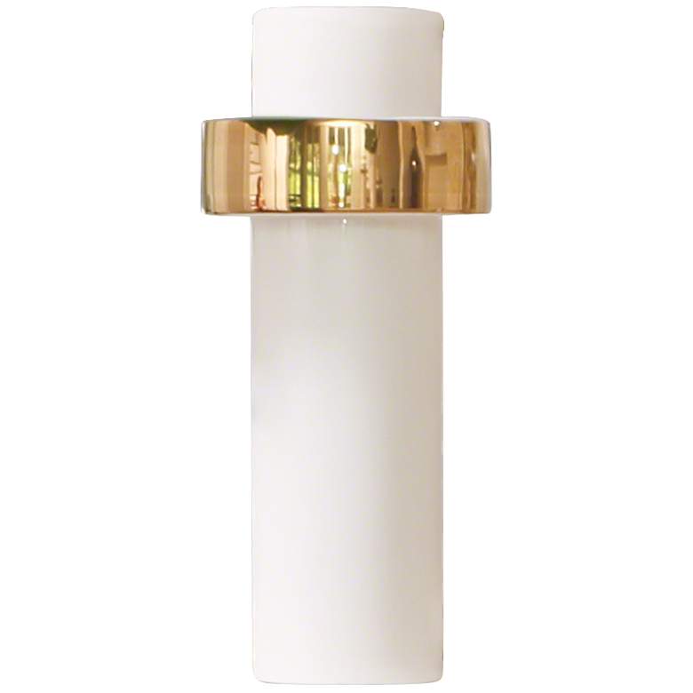Image 1 Sensei White and Gold 13 1/2 inch High High-Ring Ceramic Vase