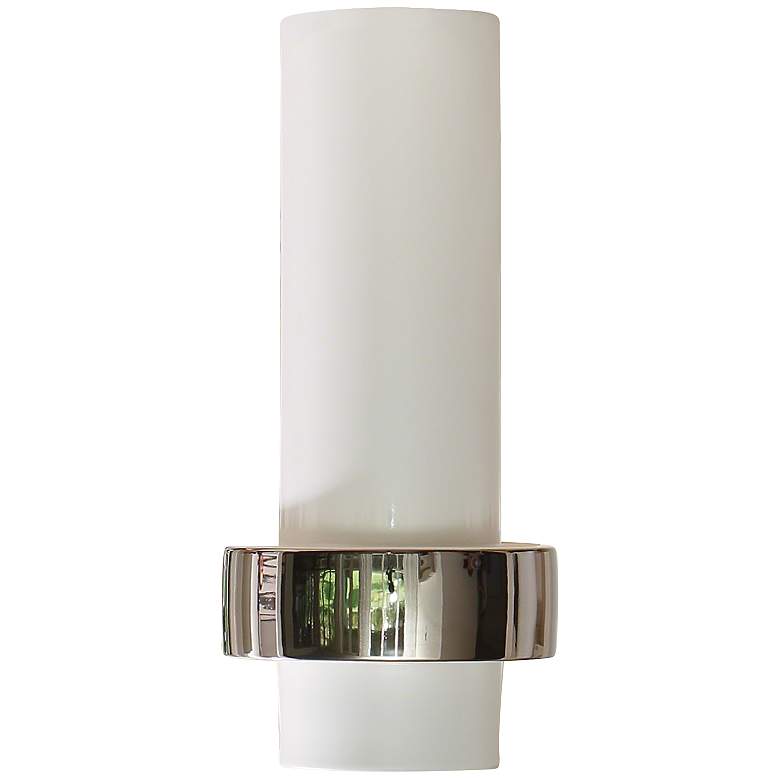 Image 1 Sensei White and Silver 13 1/2" High Low-Ring Ceramic Vase