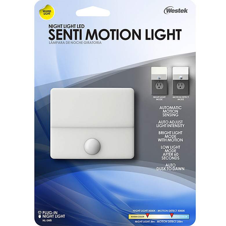 Image 3 Senti 2 1/2 inch Wide White Dusk to Dawn LED Motion Night Light more views