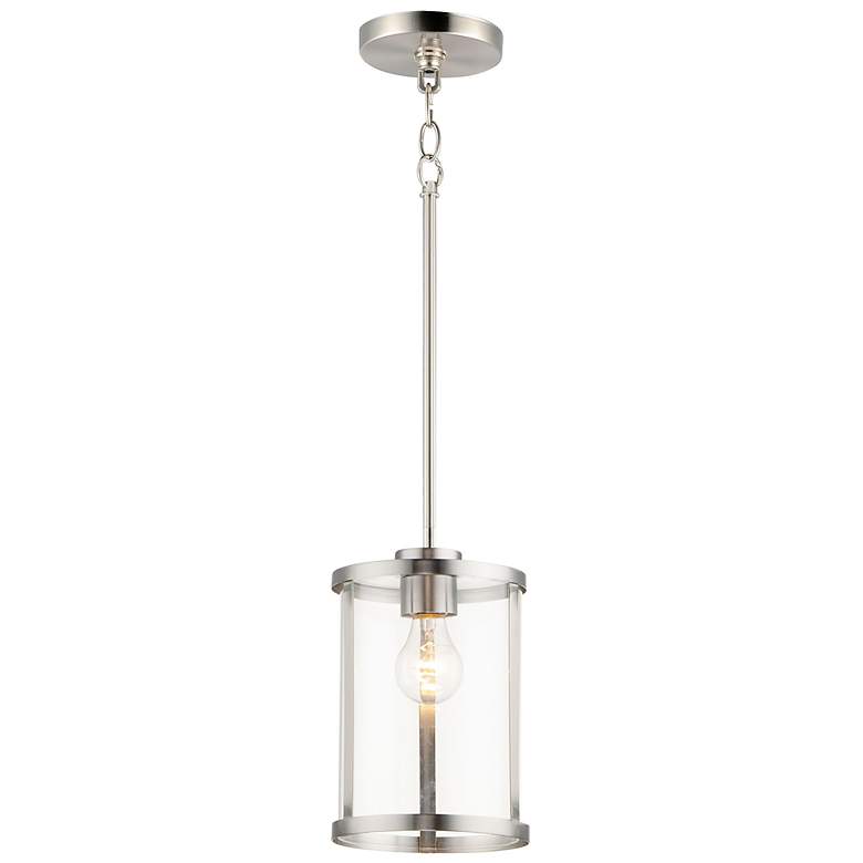 Image 1 Sentinel 1-Light 6.75" Wide Satin Nickel Pendant Light