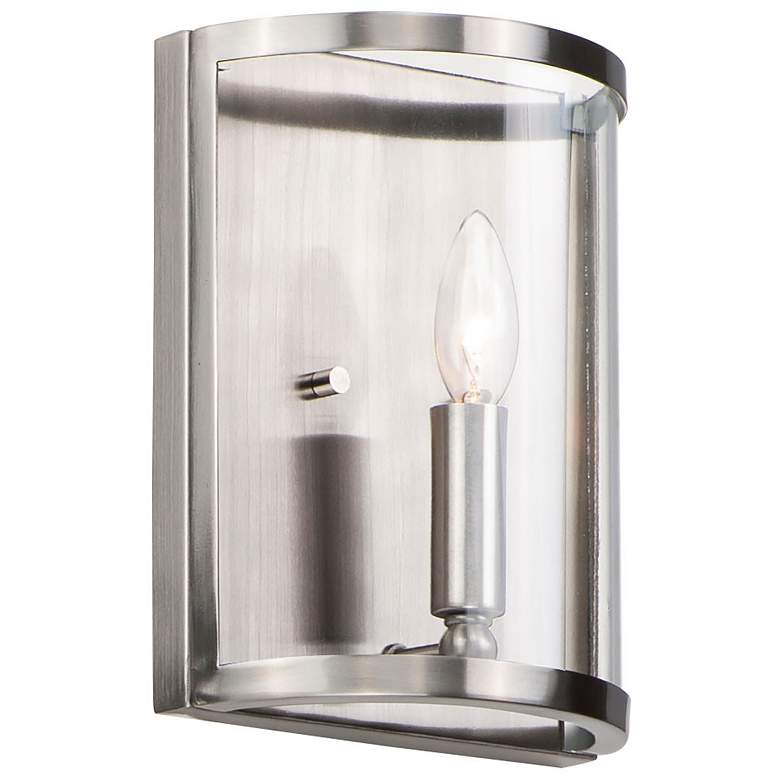 Image 1 Sentinel 1-Light " Wide Satin Nickel Wall Sconce