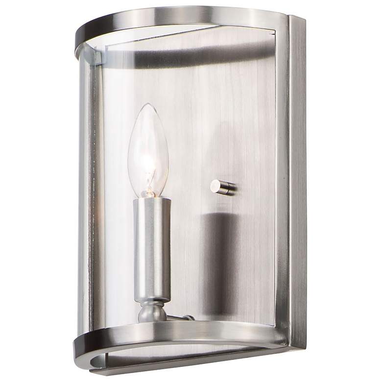 Image 2 Sentinel 1-Light " Wide Satin Nickel Wall Sconce