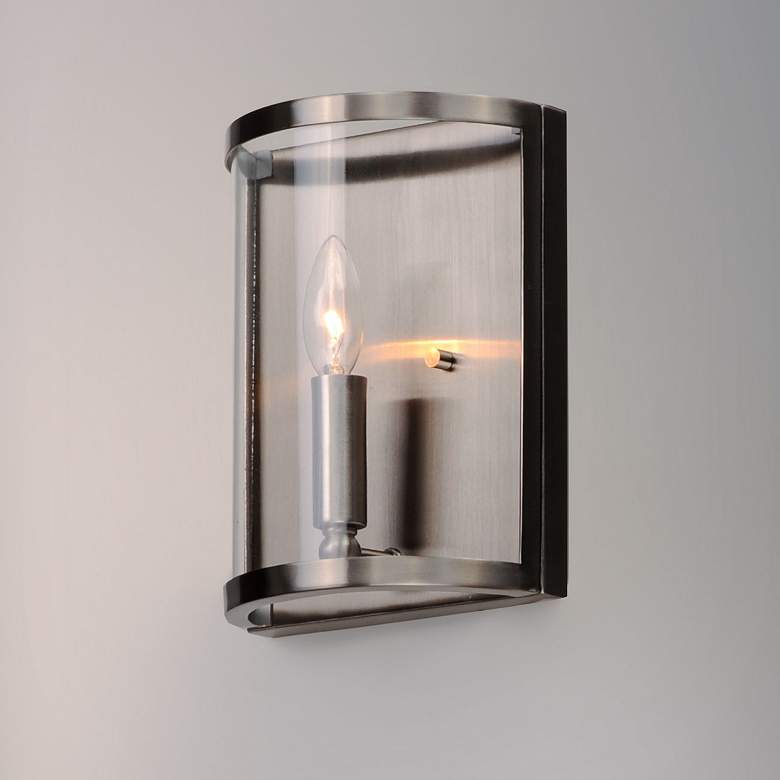Image 1 Sentinel 1-Light " Wide Satin Nickel Wall Sconce
