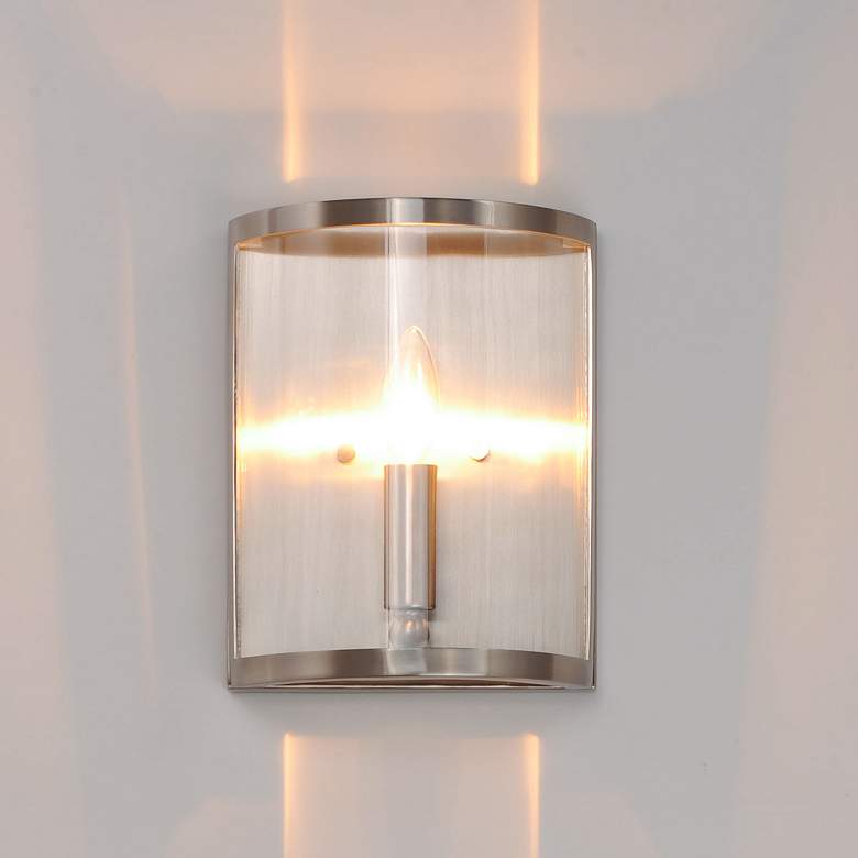 Image 3 Sentinel 1-Light " Wide Satin Nickel Wall Sconce more views