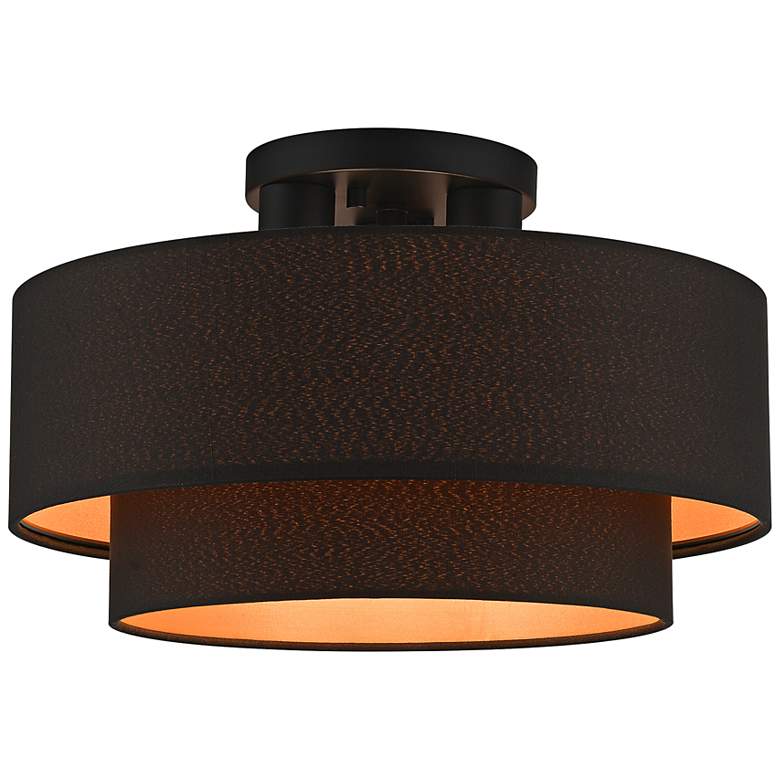 Image 3 Sentosa 15" Wide Black 2-Tier Drum Ceiling Light