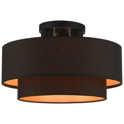 Sentosa 15" Wide Black 2-Tier Drum Ceiling Light