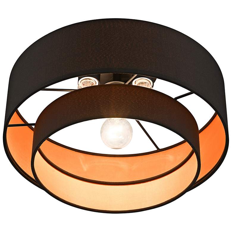 Image 7 Sentosa 15" Wide Black 2-Tier Drum Ceiling Light more views