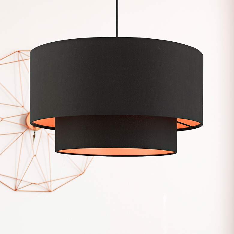 Image 2 Sentosa 20" Wide Black Double Drum 3-Light Pendant