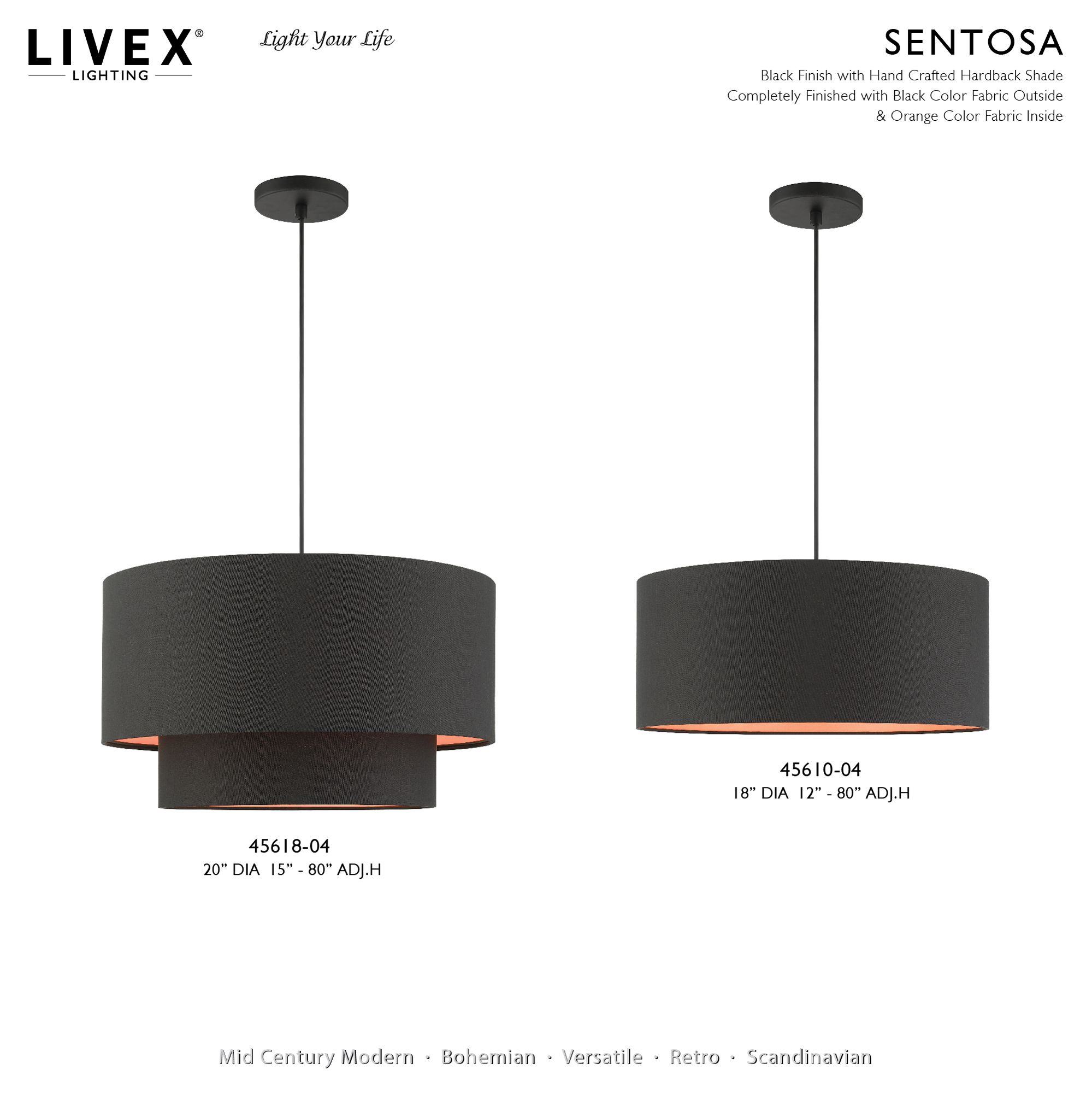 Sentosa 20" Wide Black Double Drum 3-Light Pendant in scene