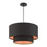 6_Sentosa 20" Wide Black Double Drum 3-Light Pendant more views