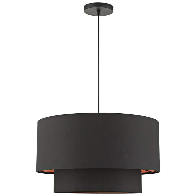 Image 7 Sentosa 20" Wide Black Double Drum 3-Light Pendant more views