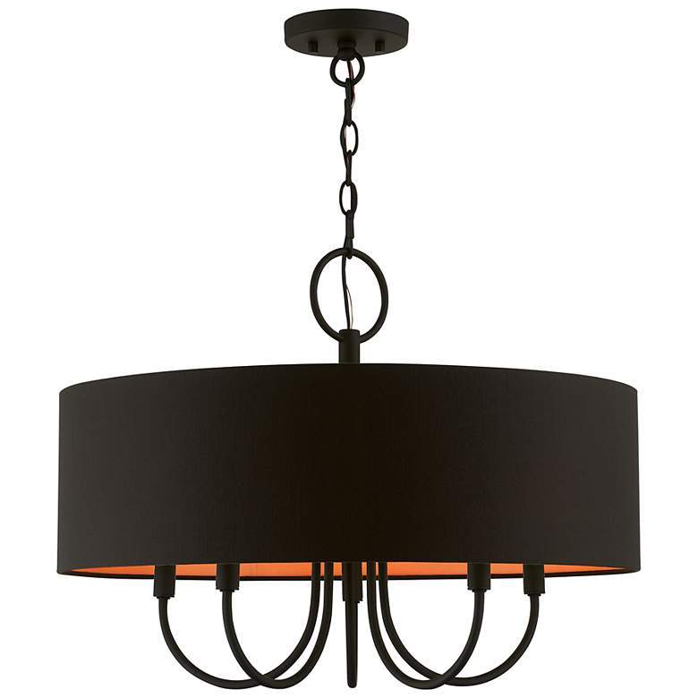 Image 3 Sentosa 23" Wide Black 5-Light Drum Pendant
