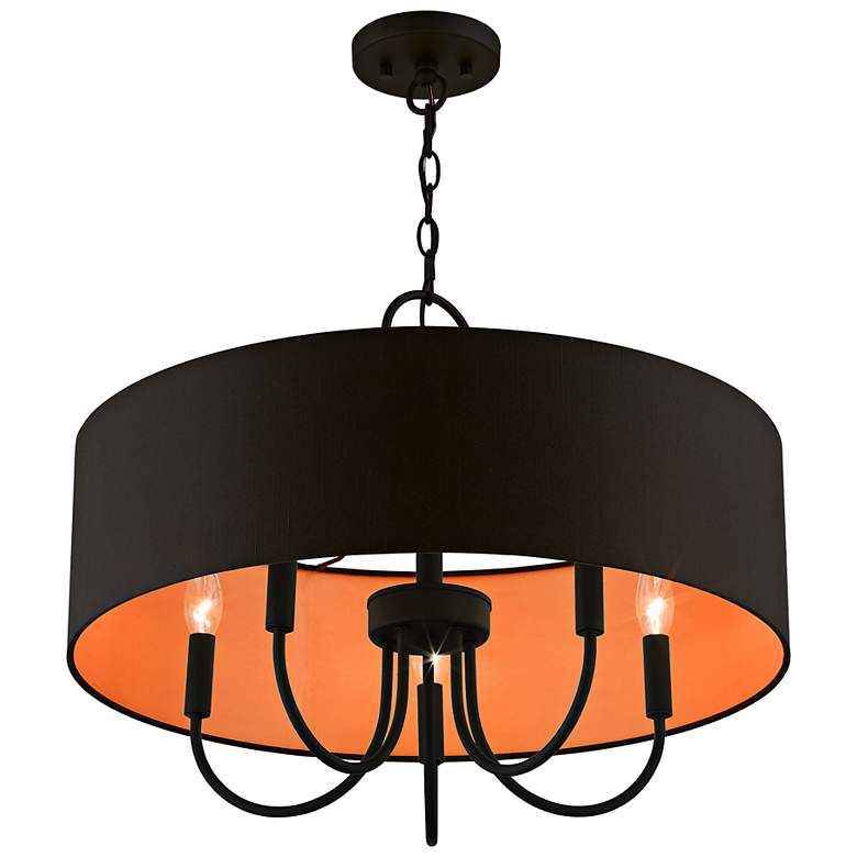 Image 7 Sentosa 23" Wide Black 5-Light Drum Pendant more views