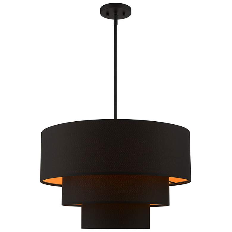 Image 3 Sentosa 23" Wide Black Triple Drum Shade Chandelier