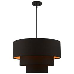Sentosa 23" Wide Black Triple Drum Shade Chandelier