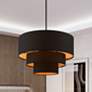 2_Sentosa 23" Wide Black Triple Drum Shade Chandelier