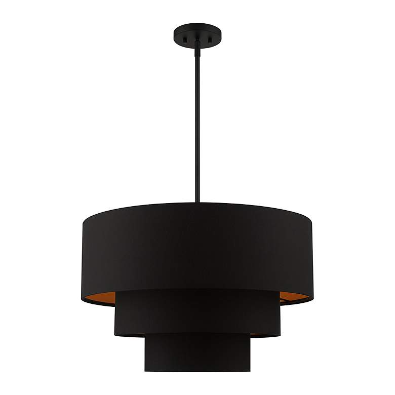 Image 4 Sentosa 23" Wide Black Triple Drum Shade Chandelier more views
