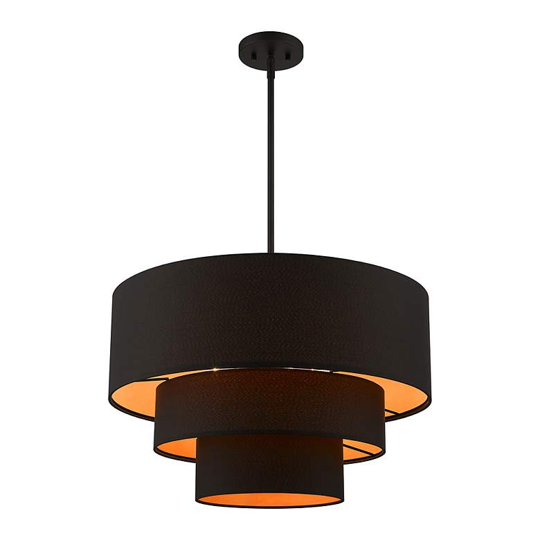 Image 5 Sentosa 23" Wide Black Triple Drum Shade Chandelier more views