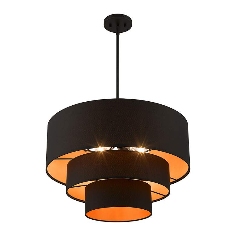 Image 6 Sentosa 23" Wide Black Triple Drum Shade Chandelier more views