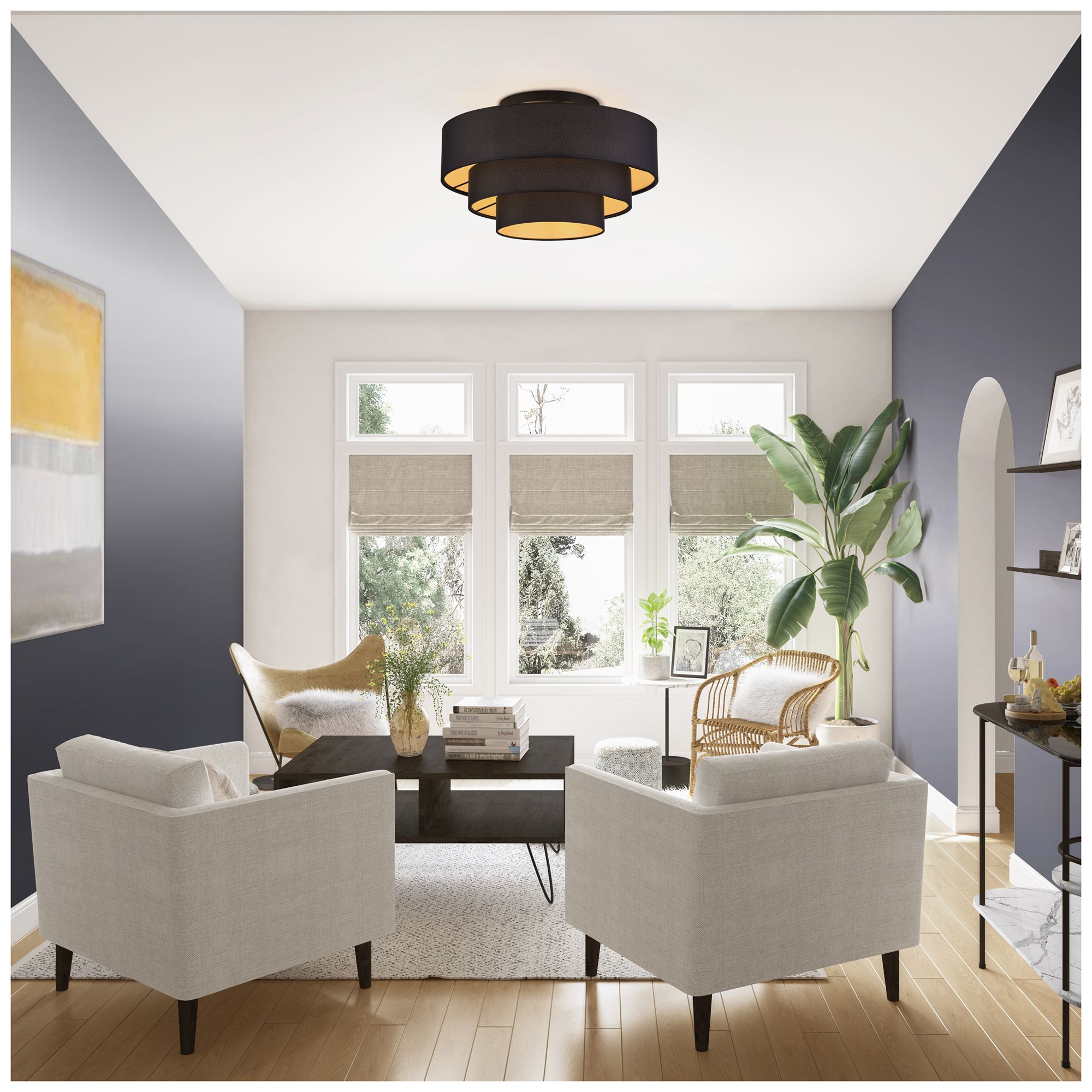 Sentosa 4 Light Black Extra Large Semi-Flush