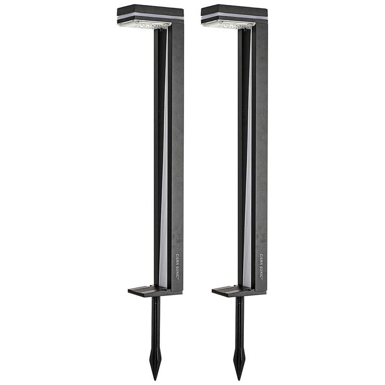 Image 1 Sentry 24" High Black Orange LED Solar Path Lights Set of 2
