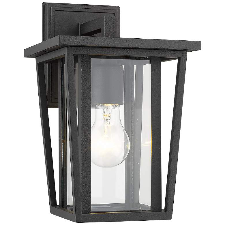 Image 1 Seoul 11 1/2 inch High Black Outdoor Wall Light