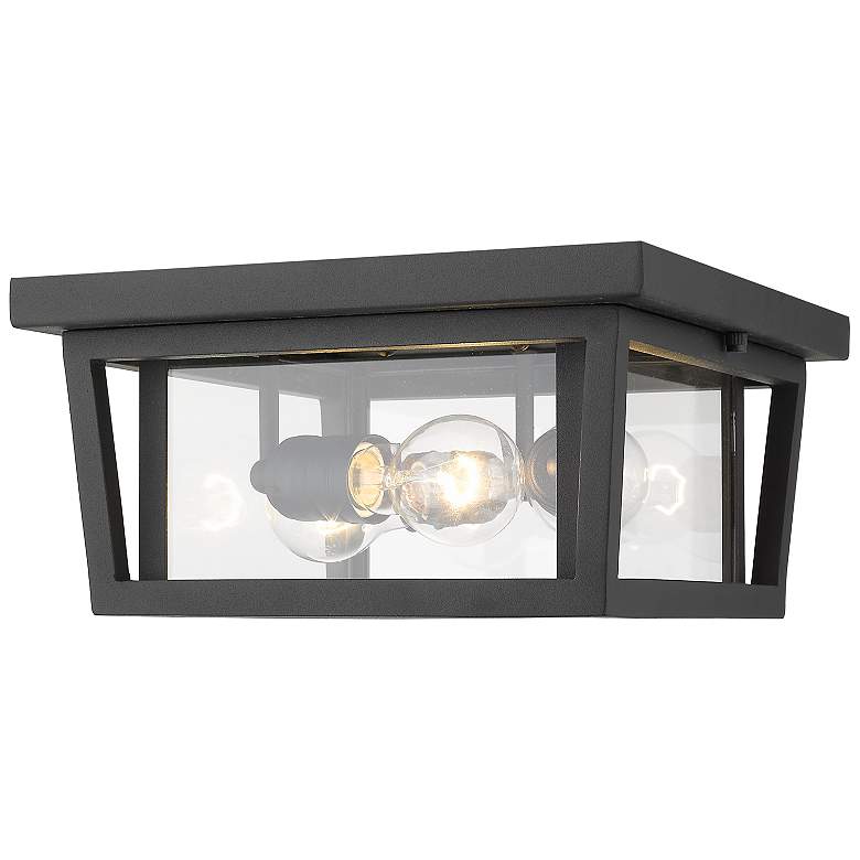 Image 1 Seoul 12" Wide Black 3-Light Outdoor Ceiling Light