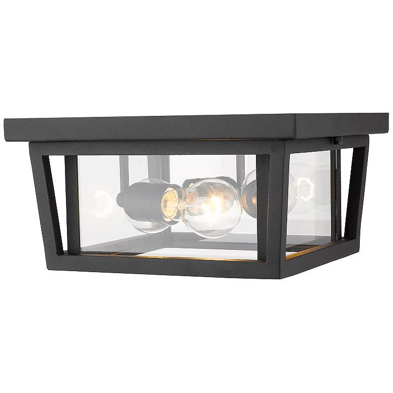 Image 4 Seoul 12" Wide Black 3-Light Outdoor Ceiling Light more views