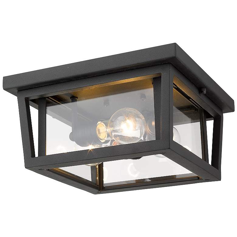 Image 5 Seoul 12" Wide Black 3-Light Outdoor Ceiling Light more views