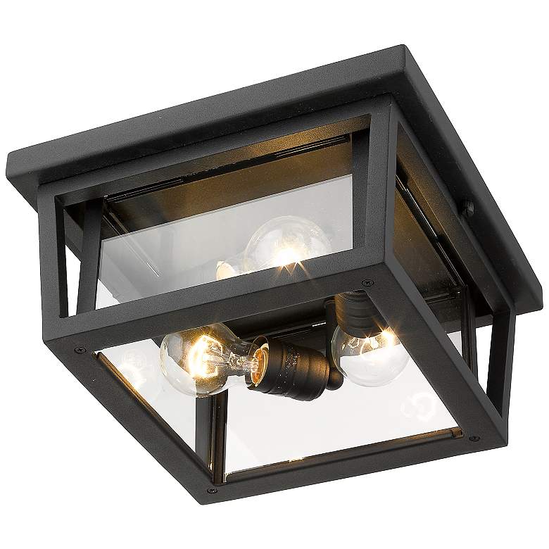 Image 6 Seoul 12" Wide Black 3-Light Outdoor Ceiling Light more views