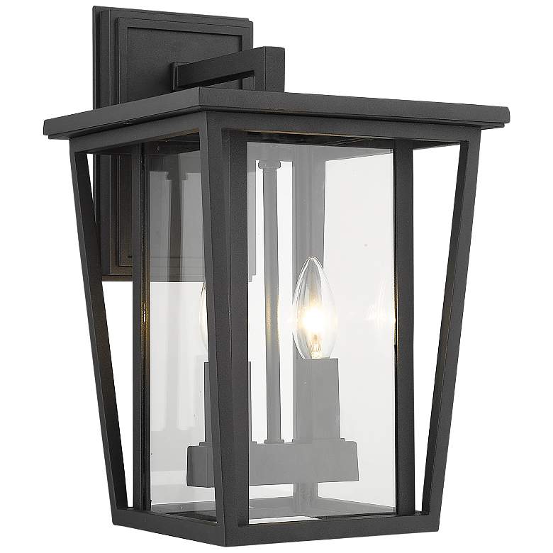 Image 1 Seoul 14 3/4 inch High Black Outdoor Wall Light