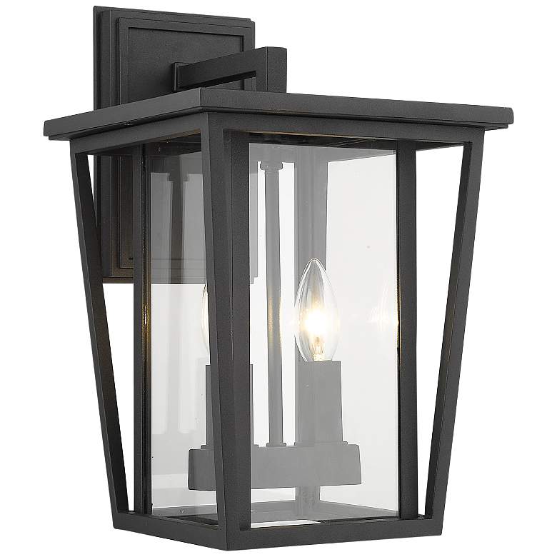 Image 1 Seoul 14 3/4" High Black Outdoor Wall Light