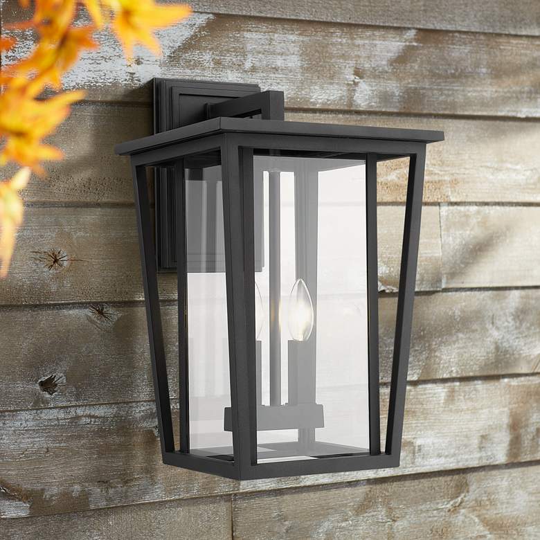 Image 1 Seoul 18 3/4 inch High Black Outdoor Wall Light